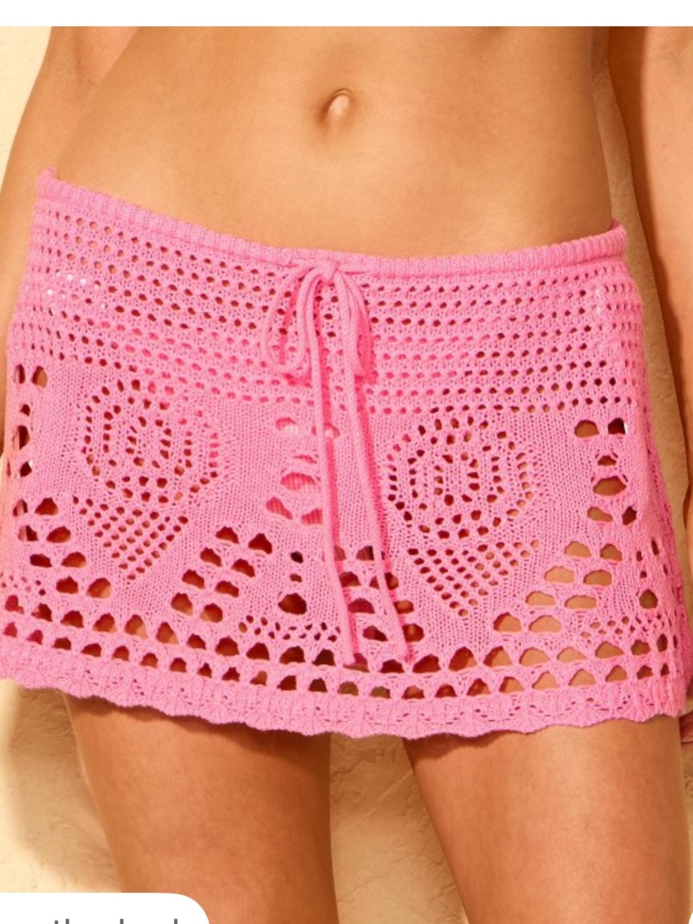 Wild fable NWT M (8-10) Pink Crochet drawstring Mini Skirt Cover-Up